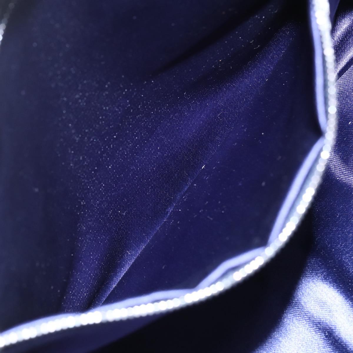 FENDI Zucchino Canvas Mamma Baguette Hand Bag Navy Silver Auth ka261