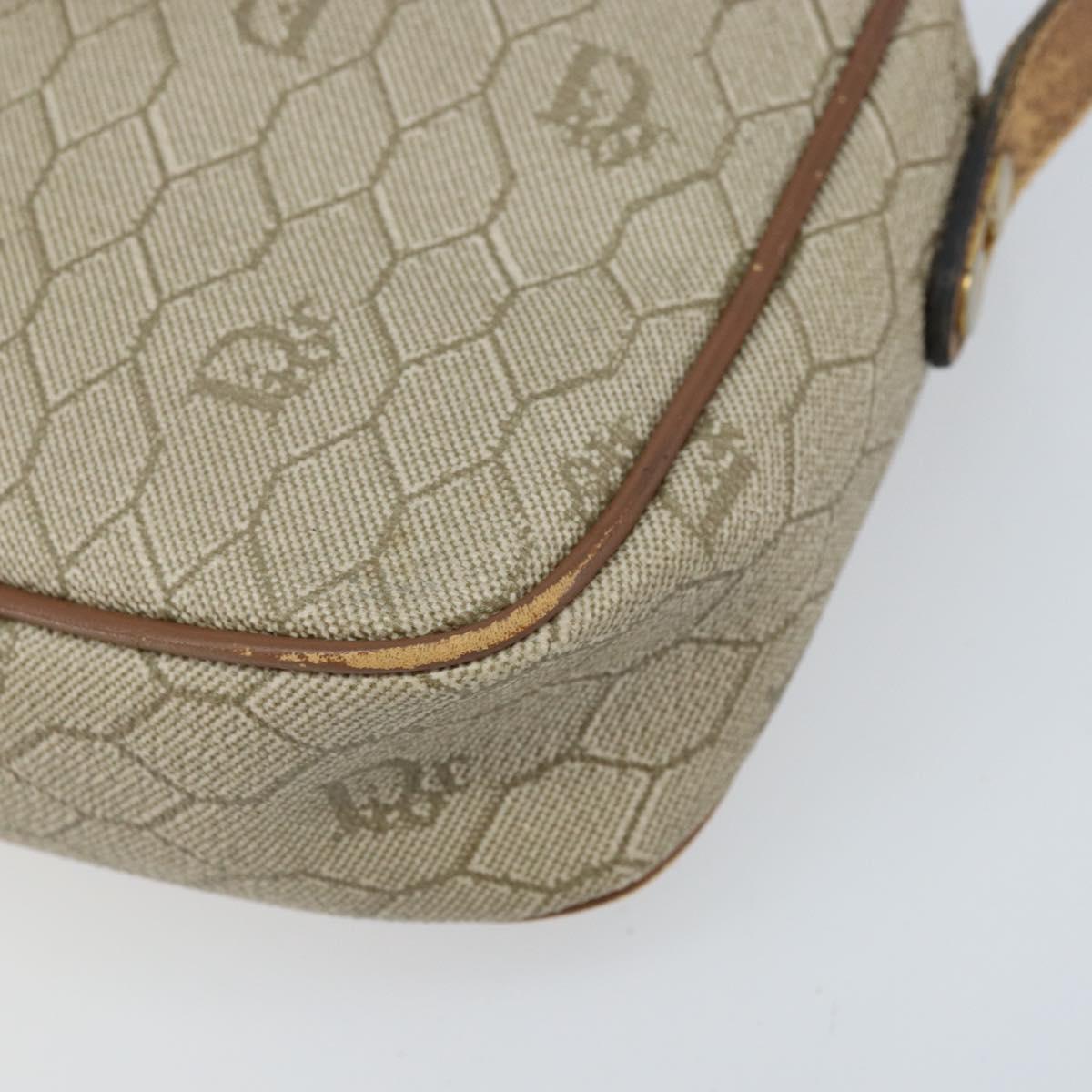 Christian Dior Honeycomb Canvas Shoulder Bag PVC Beige Gold Auth ka2612