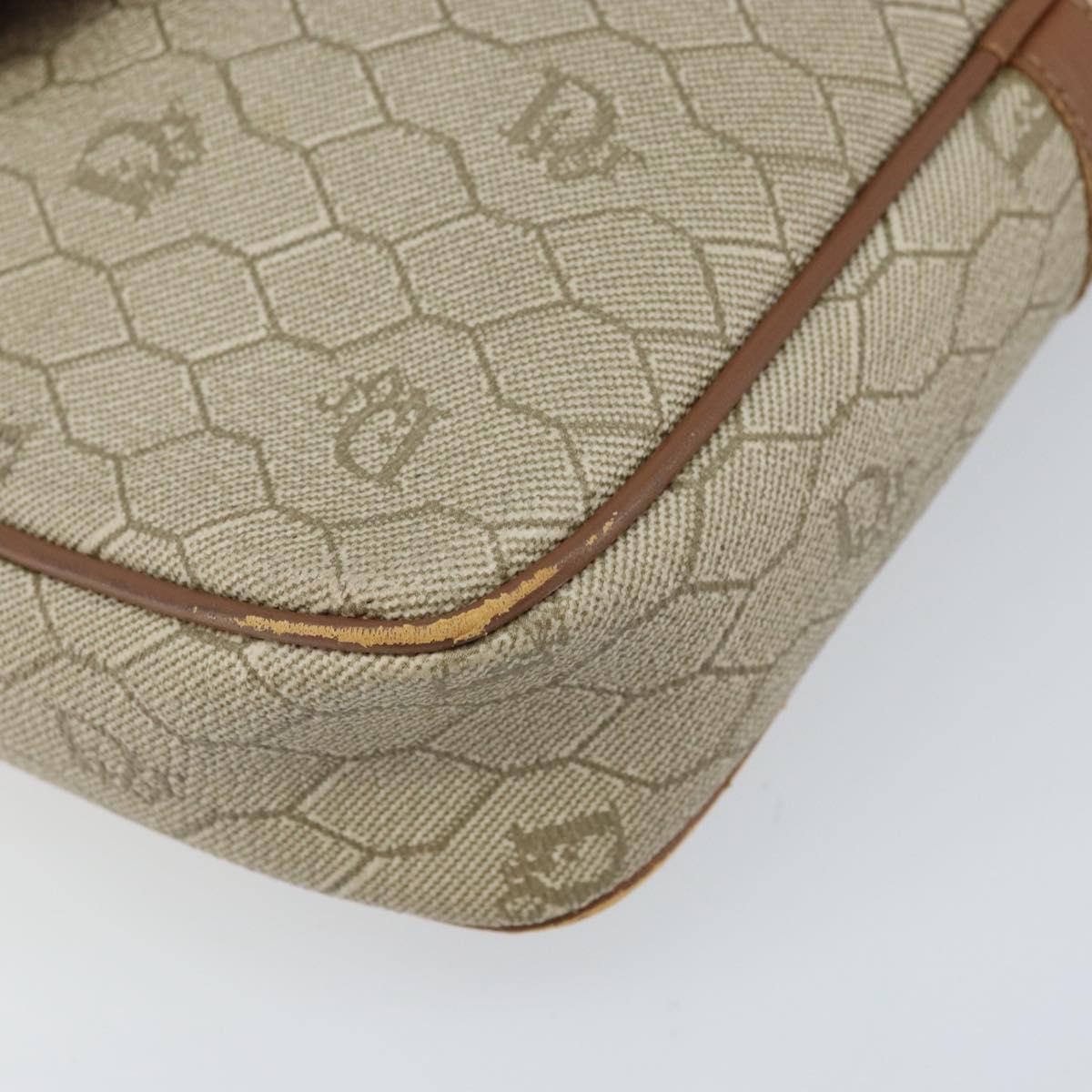 Christian Dior Honeycomb Canvas Shoulder Bag PVC Beige Gold Auth ka2612
