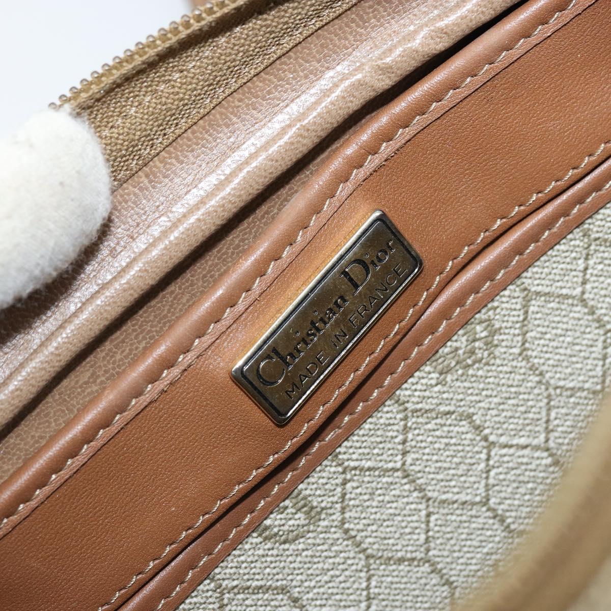 Christian Dior Honeycomb Canvas Shoulder Bag PVC Beige Gold Auth ka2612