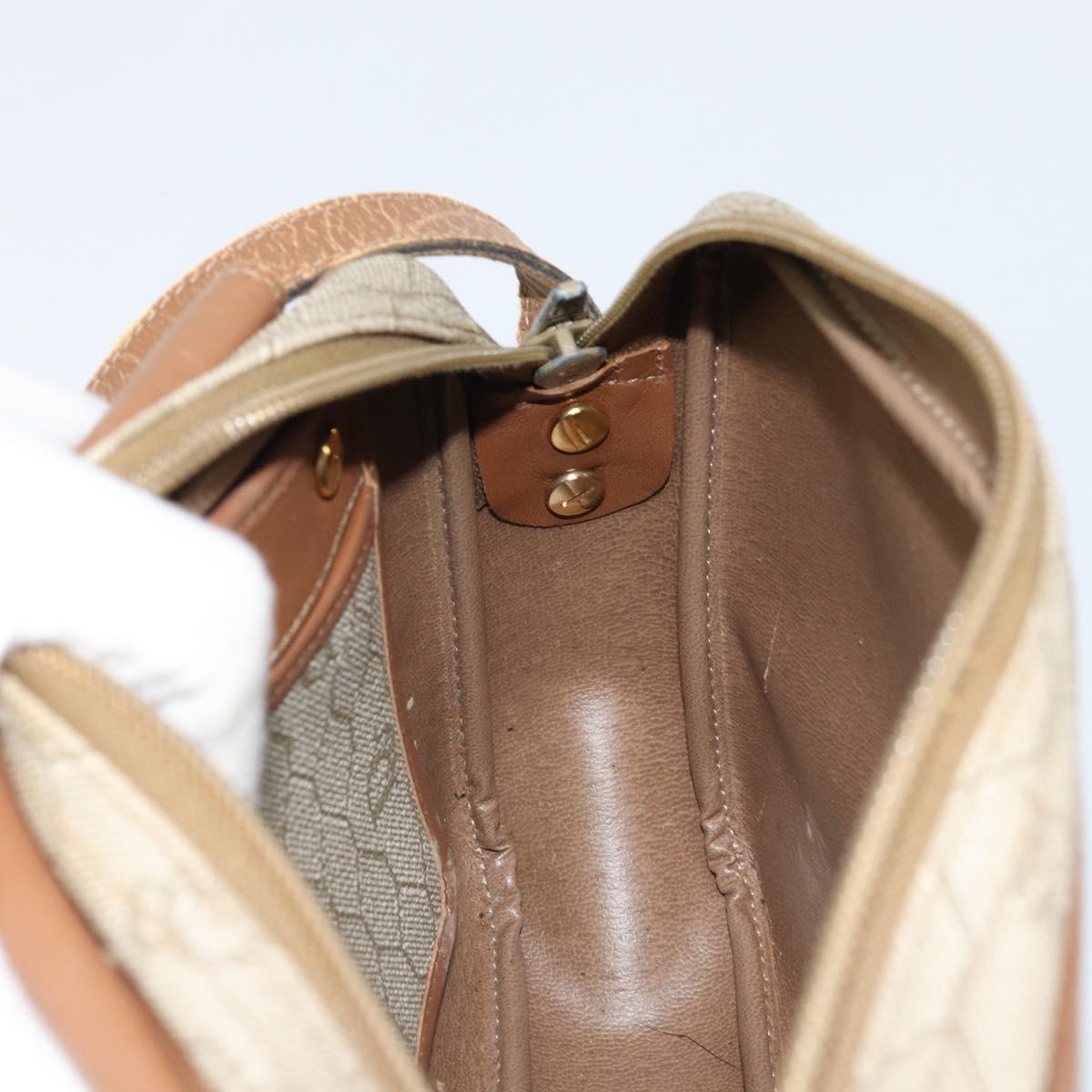 Christian Dior Honeycomb Canvas Shoulder Bag PVC Beige Gold Auth ka2612