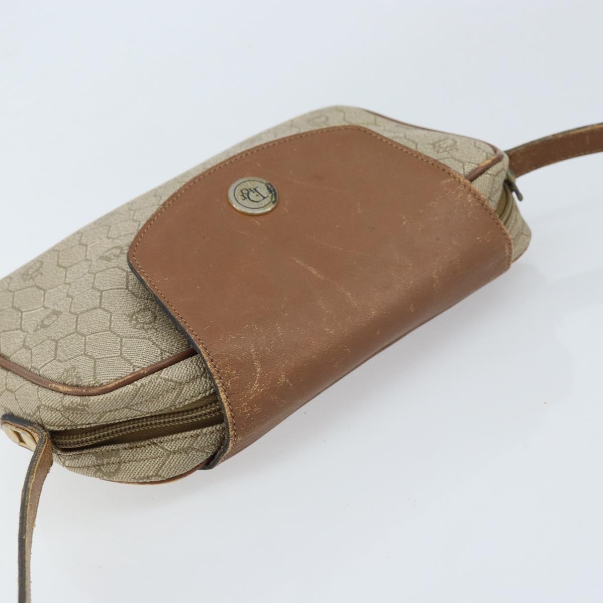 Christian Dior Honeycomb Canvas Shoulder Bag PVC Beige Gold Auth ka2612