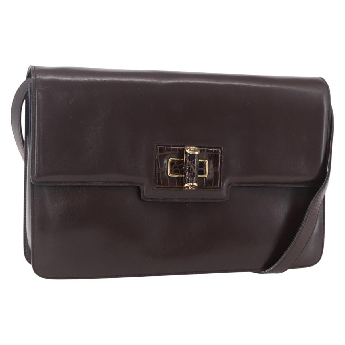 GUCCI Shoulder Bag Leather Brown Gold 004 46 0087 Auth ka263