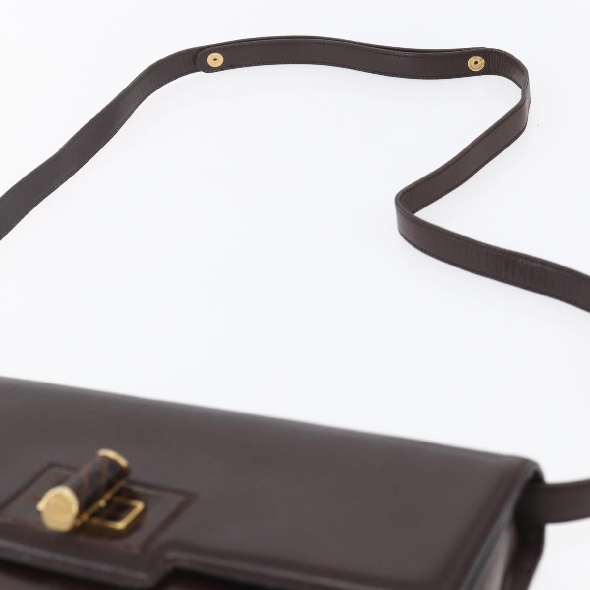 GUCCI Shoulder Bag Leather Brown Gold 004 46 0087 Auth ka263