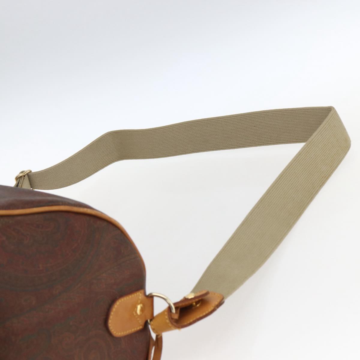 ETRO Paisley Boston Bag PVC Brown Gold Auth ka2636