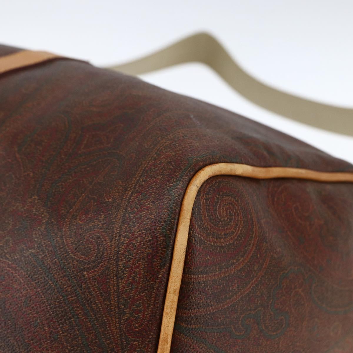 ETRO Paisley Boston Bag PVC Brown Gold Auth ka2636