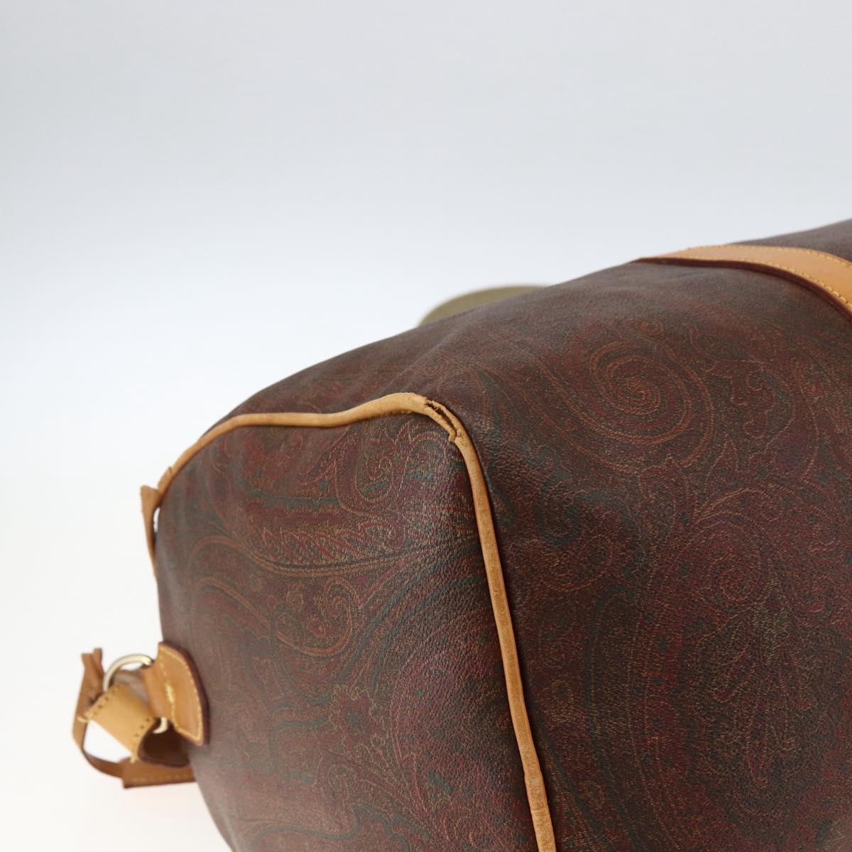 ETRO Paisley Boston Bag PVC Brown Gold Auth ka2636