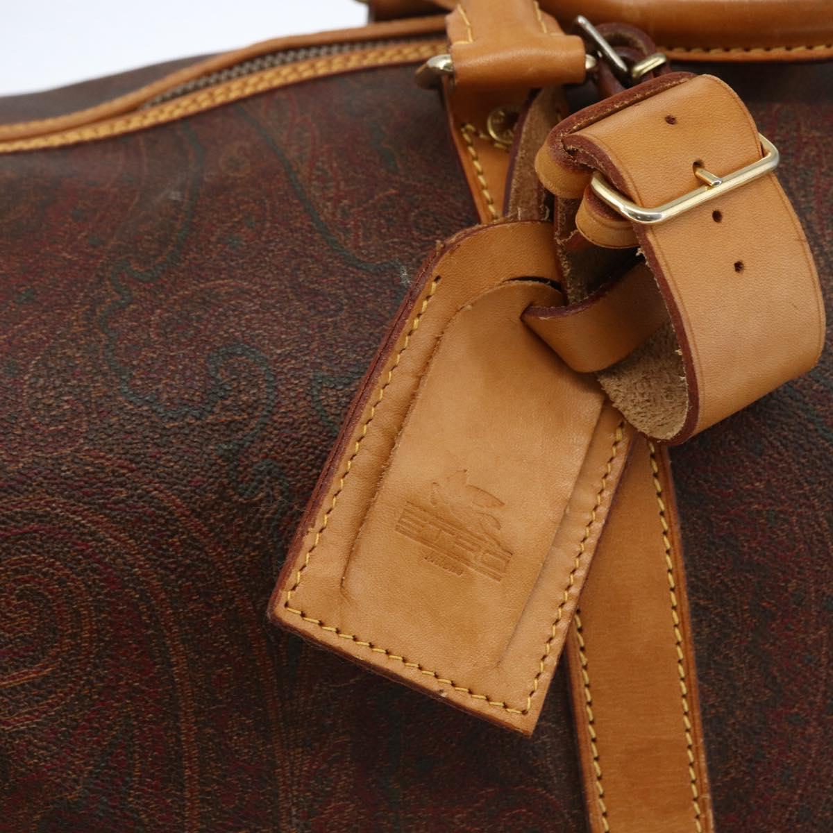 ETRO Paisley Boston Bag PVC Brown Gold Auth ka2636