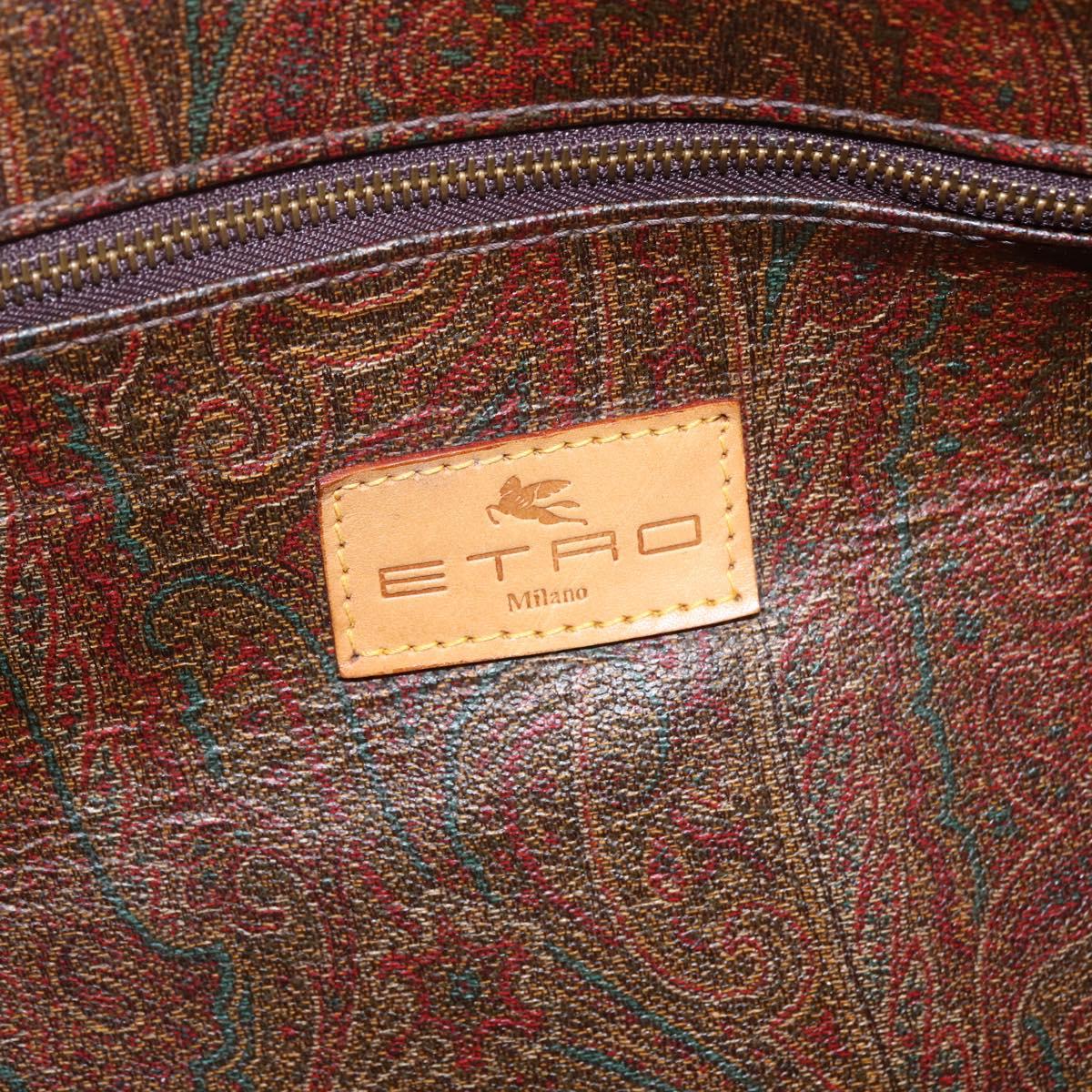 ETRO Paisley Boston Bag PVC Brown Gold Auth ka2636