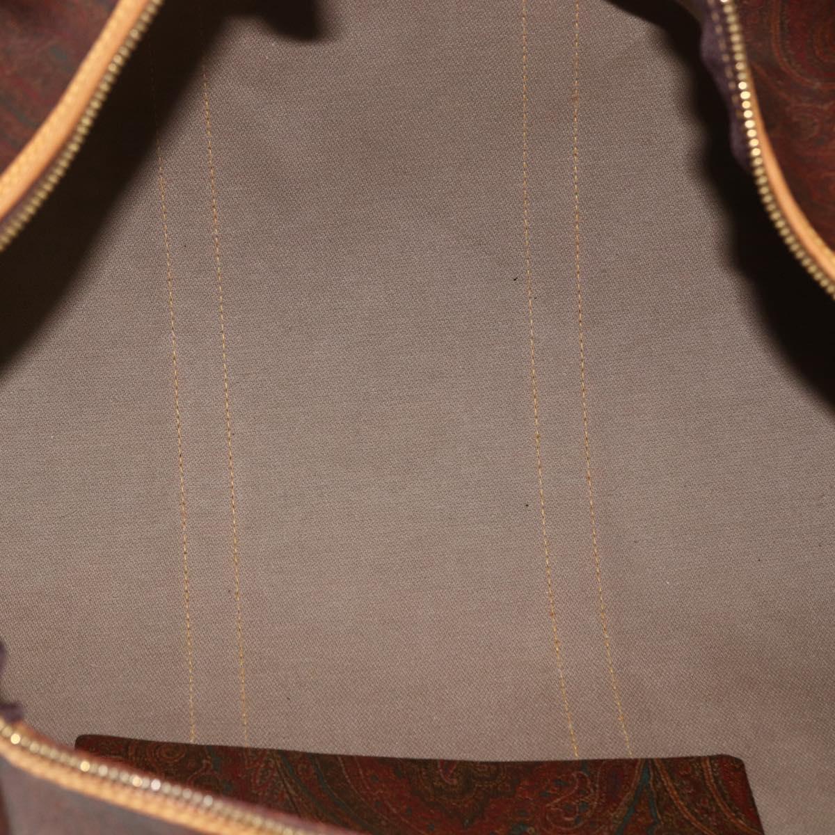 ETRO Paisley Boston Bag PVC Brown Gold Auth ka2636