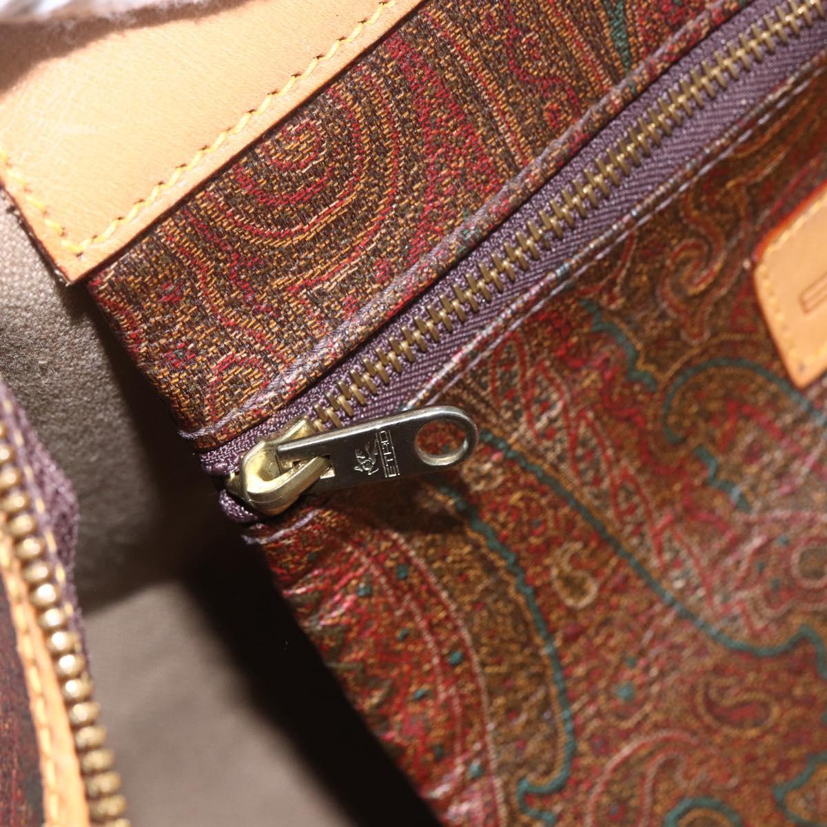 ETRO Paisley Boston Bag PVC Brown Gold Auth ka2636