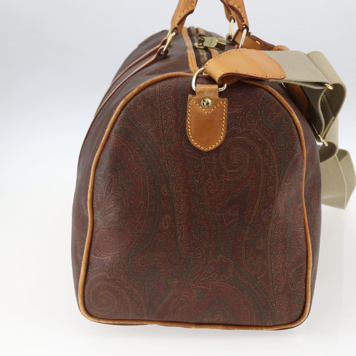 ETRO Paisley Boston Bag PVC Brown Gold Auth ka2636