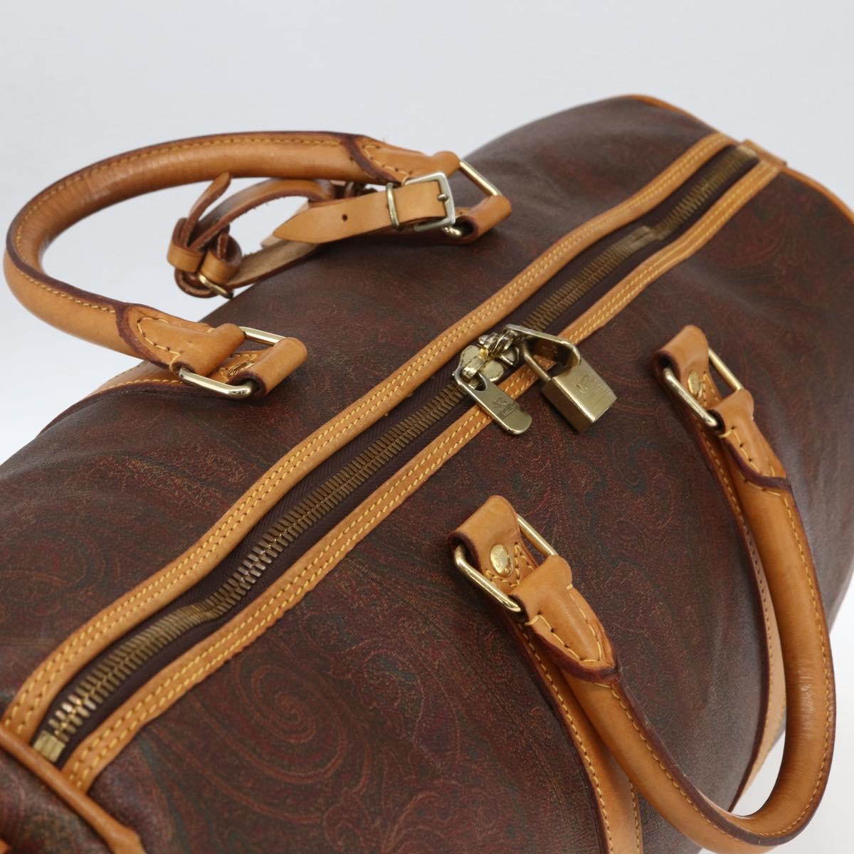 ETRO Paisley Boston Bag PVC Brown Gold Auth ka2636