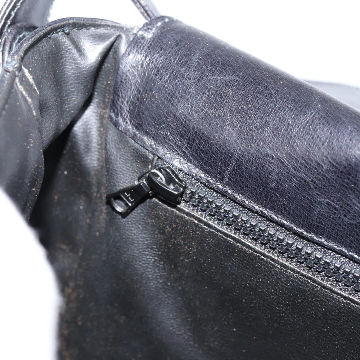 CELINE Horse Carriage Shoulder Bag Leather Black Gold Auth ka264