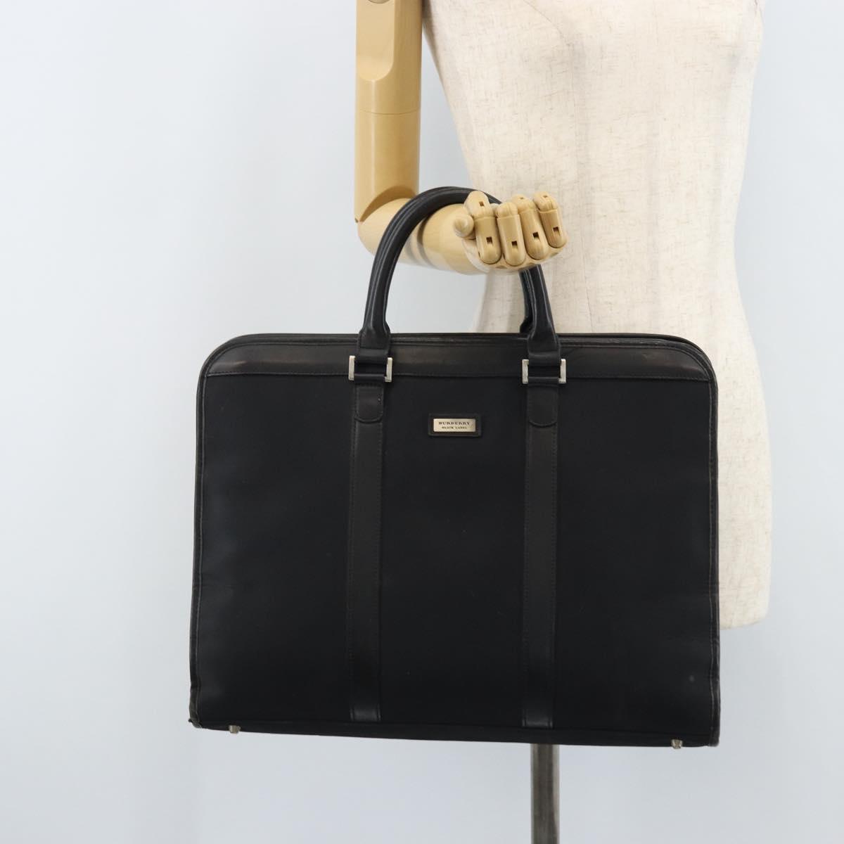 BURBERRY Black label Business Bag Nylon Black Silver Auth ka2647