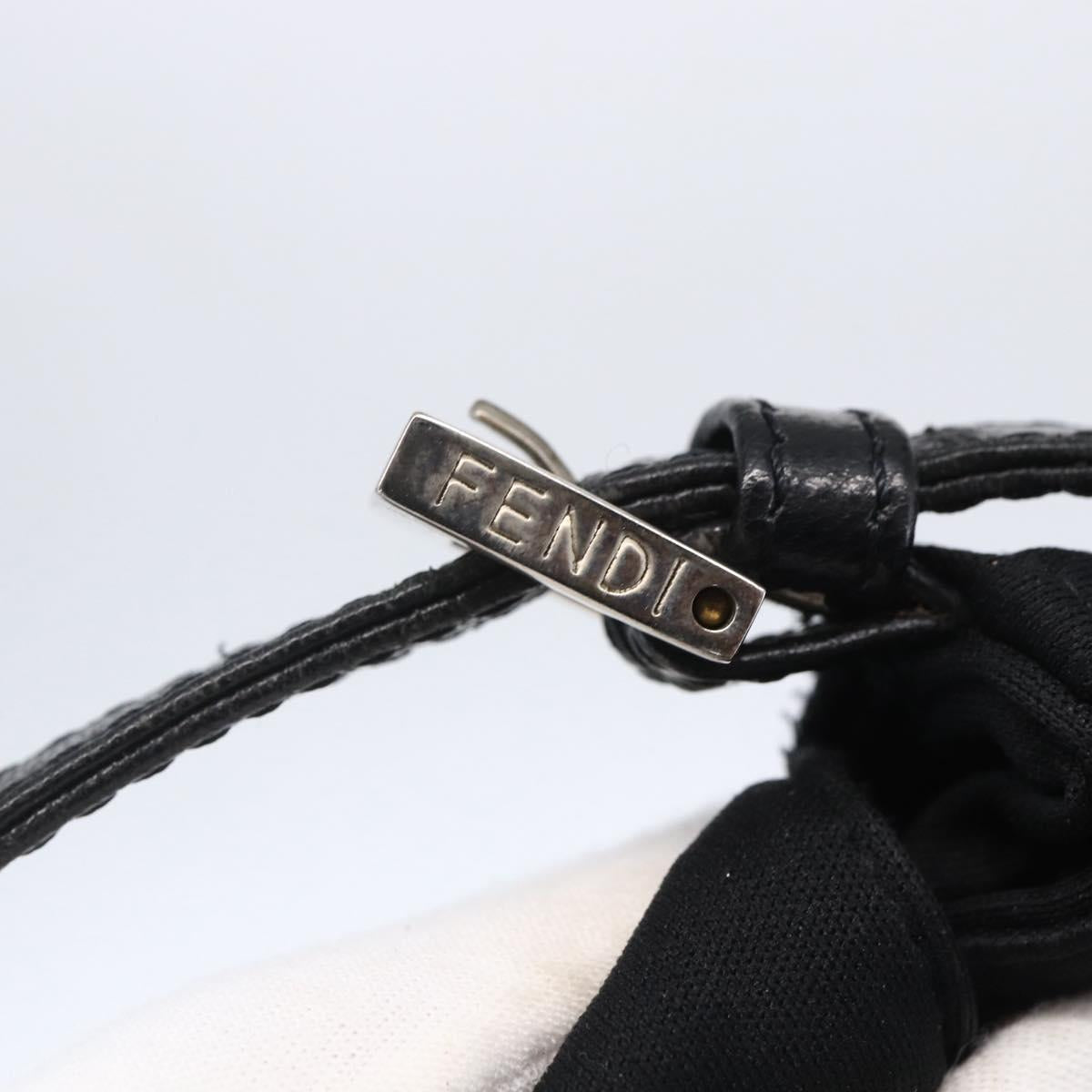 FENDI Shoulder Bag Nylon Black Silver Auth ka265