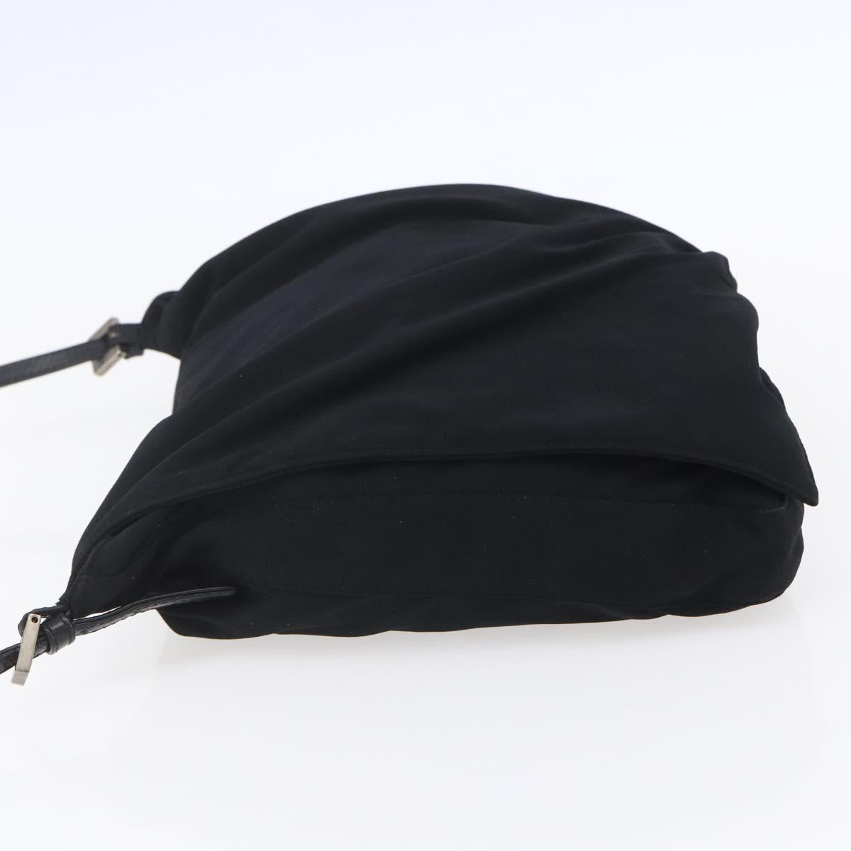 FENDI Shoulder Bag Nylon Black Silver Auth ka265