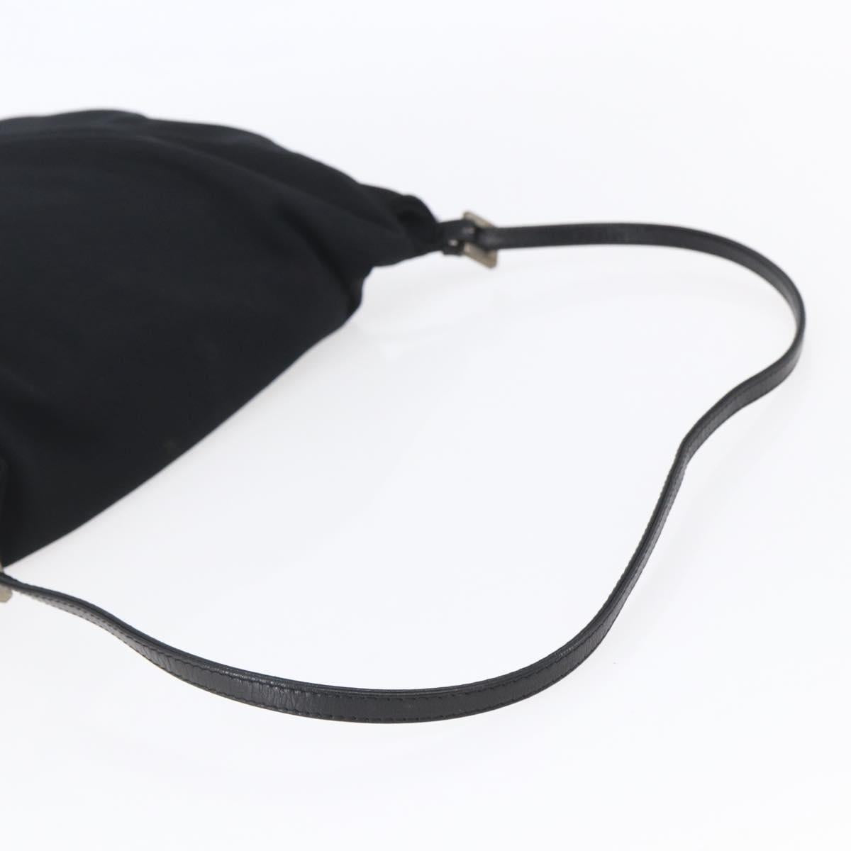 FENDI Shoulder Bag Nylon Black Silver Auth ka265