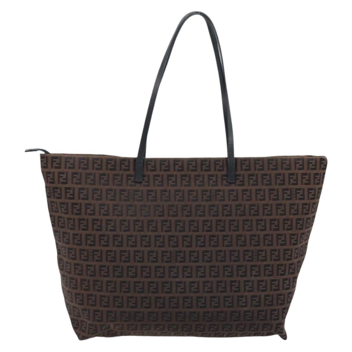 FENDI Zucchino Canvas Tote Bag Brown Auth ka2651