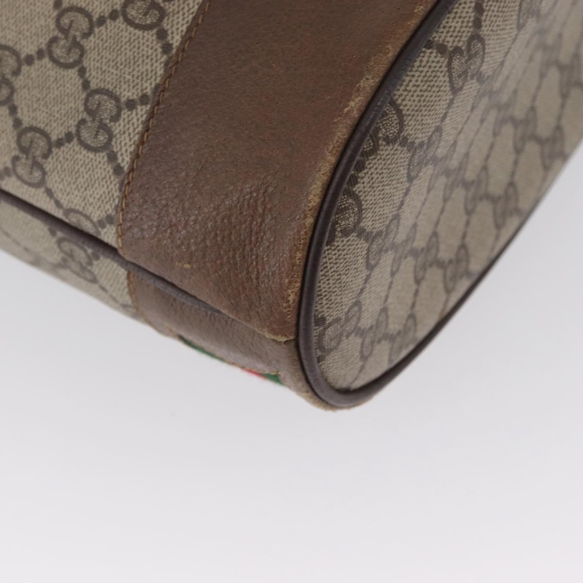 GUCCI GG Supreme Web Sherry Line Bag PVC Beige Gold 41 02 085 Auth ka2661