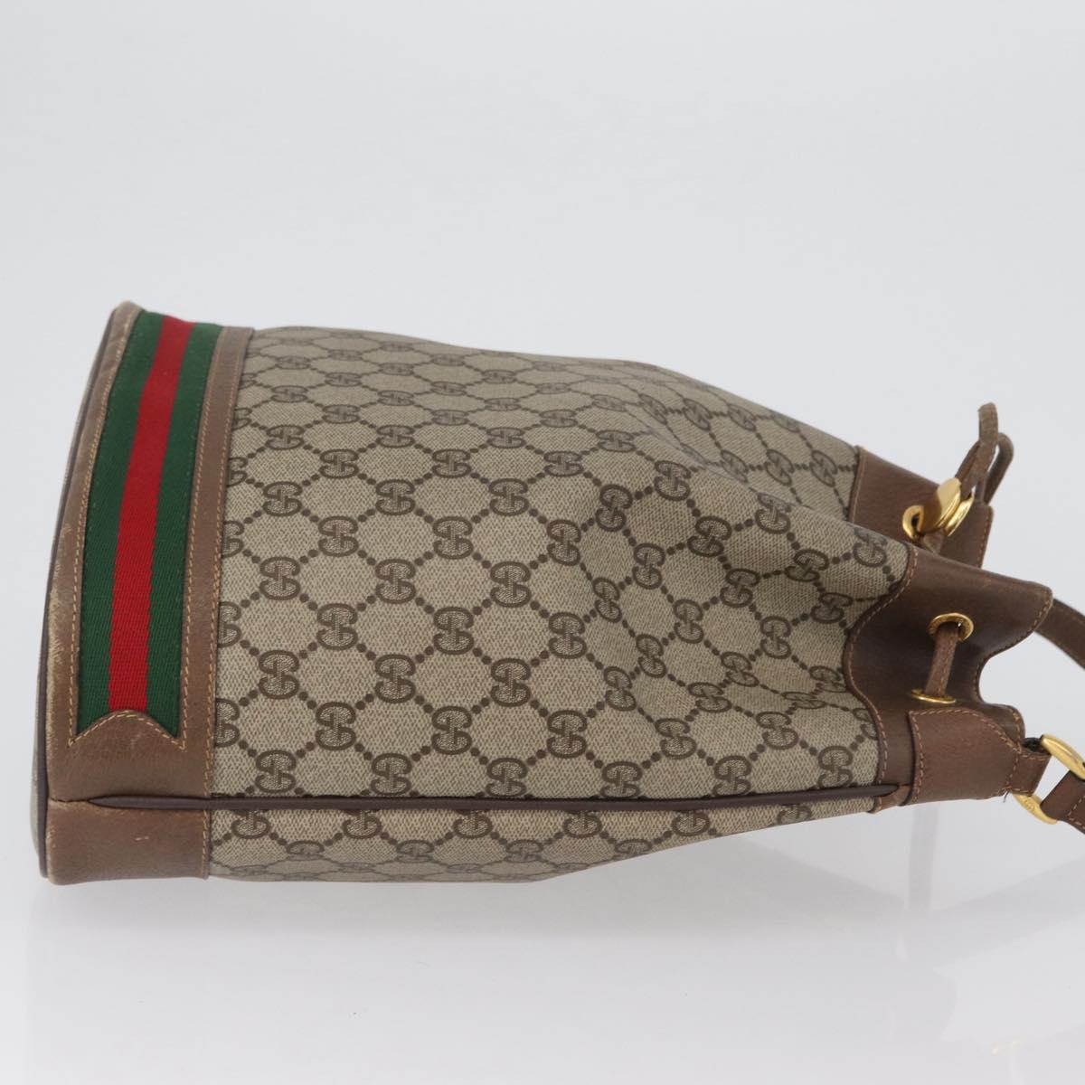 GUCCI GG Supreme Web Sherry Line Bag PVC Beige Gold 41 02 085 Auth ka2661