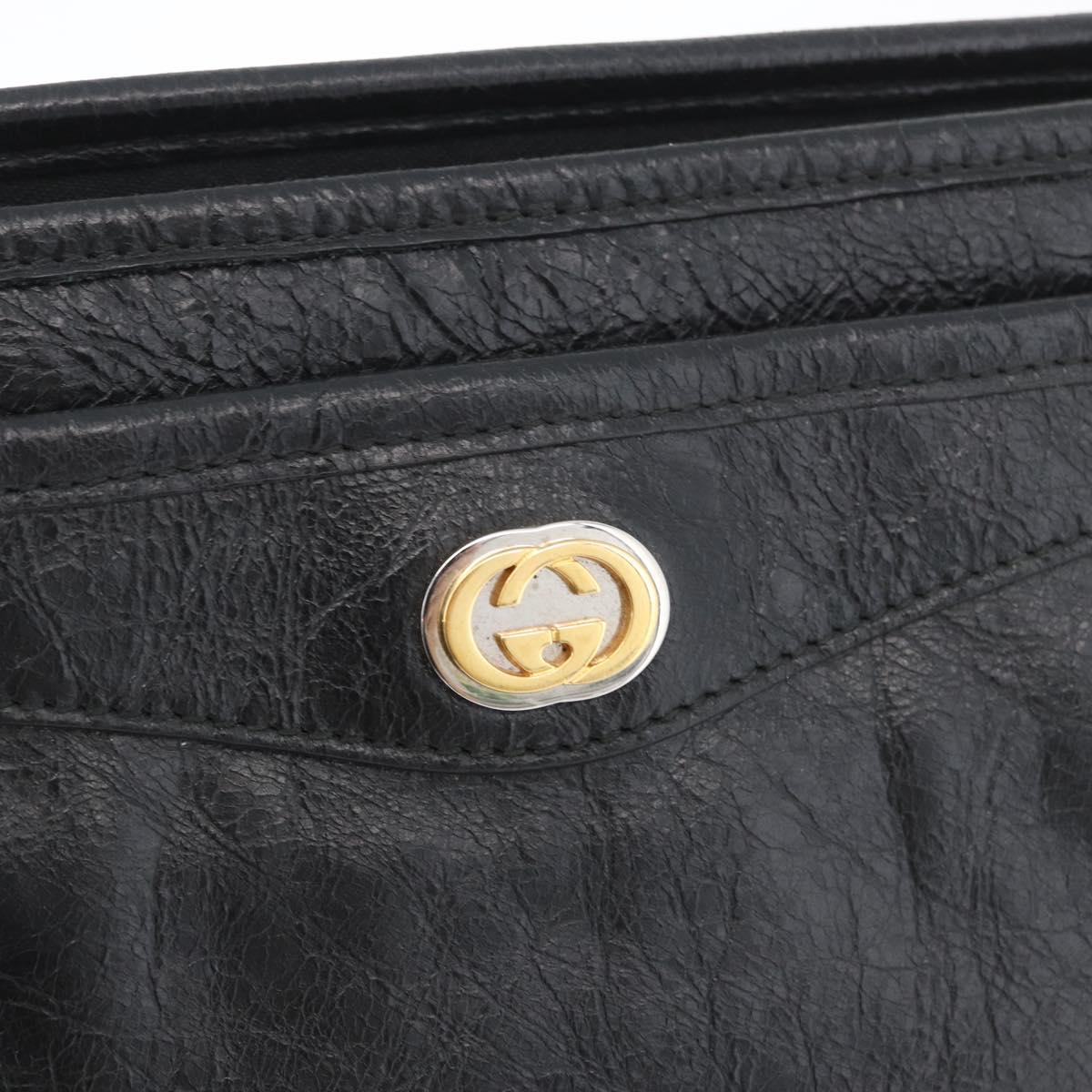 GUCCI Clutch Bag Leather Black Silver 575991 Auth ka2665