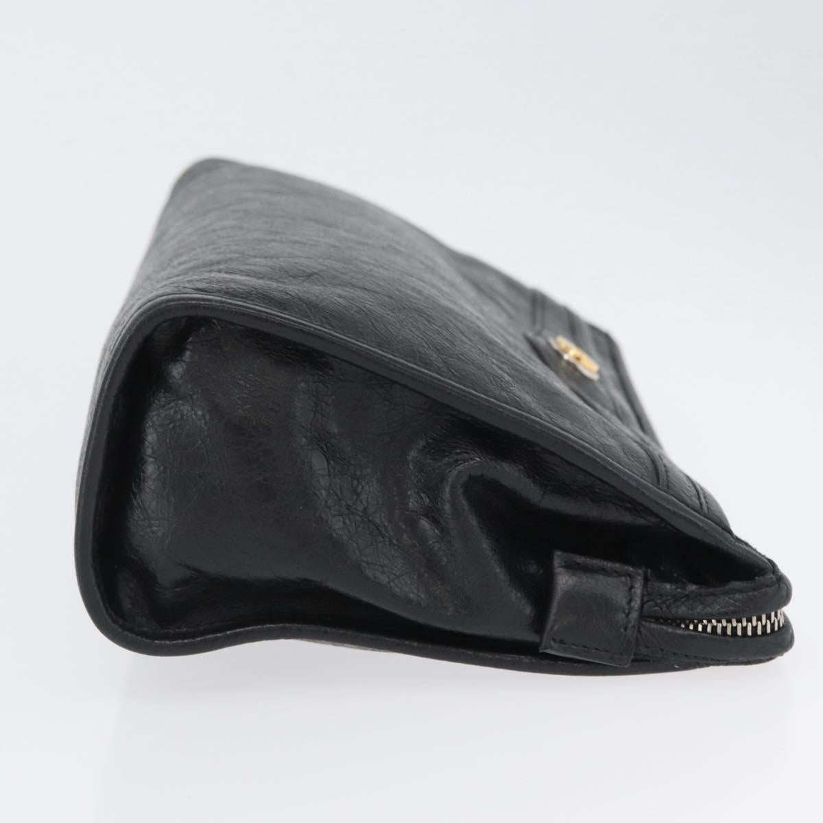 GUCCI Clutch Bag Leather Black Silver 575991 Auth ka2665