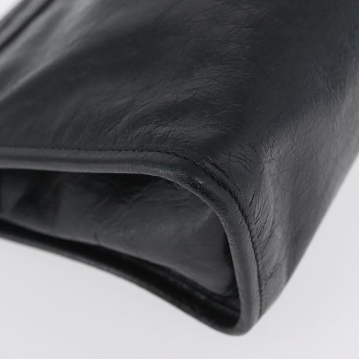 GUCCI Clutch Bag Leather Black Silver 575991 Auth ka2665