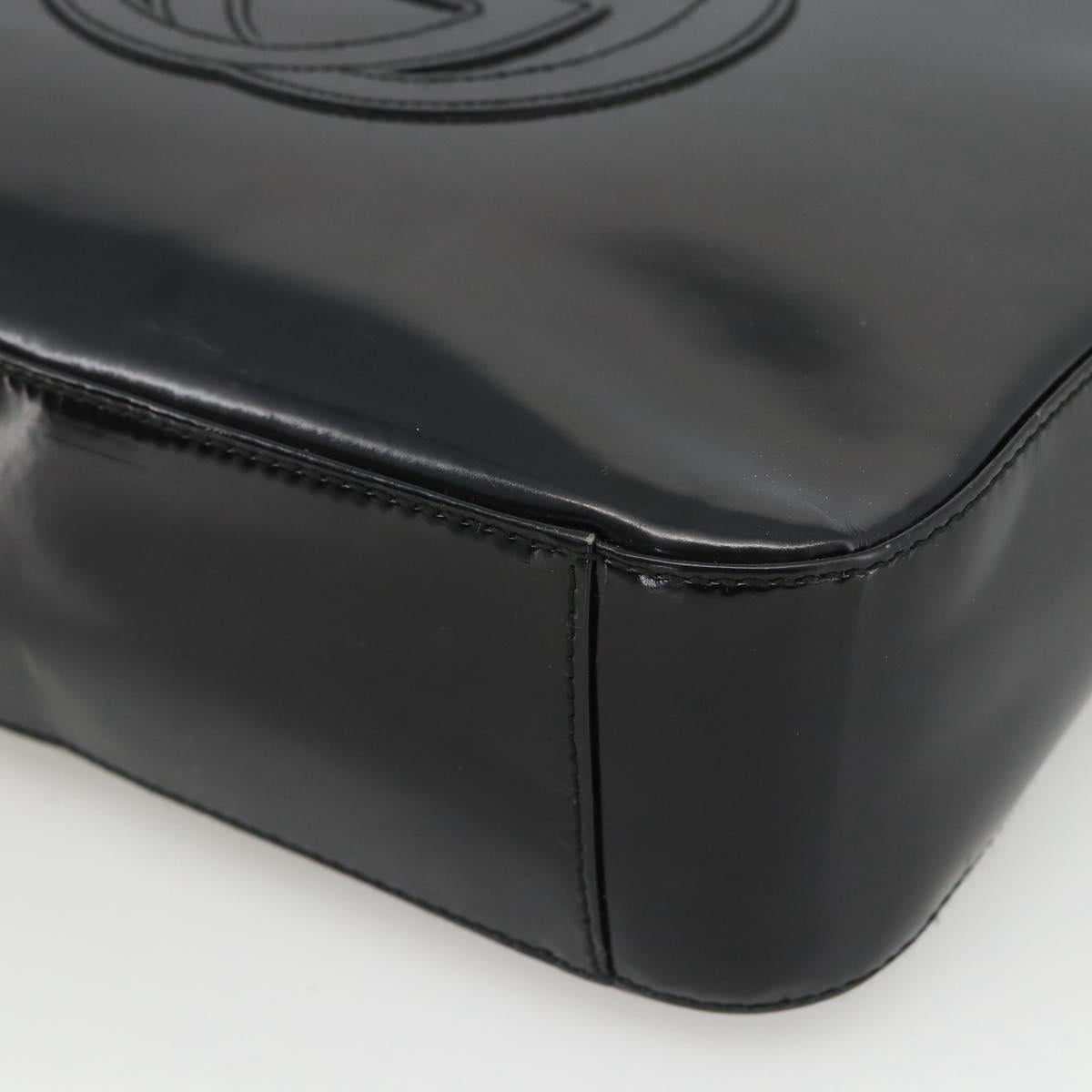 GUCCI Soho Shoulder Bag Patent leather Black Silver 000 1013 0506 Auth ka2677