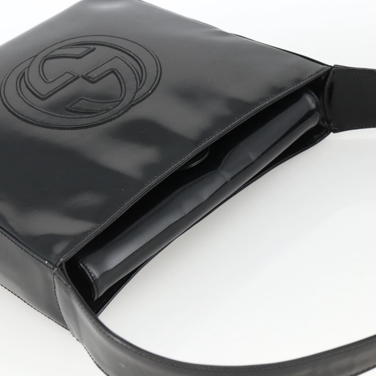 GUCCI Soho Shoulder Bag Patent leather Black Silver 000 1013 0506 Auth ka2677