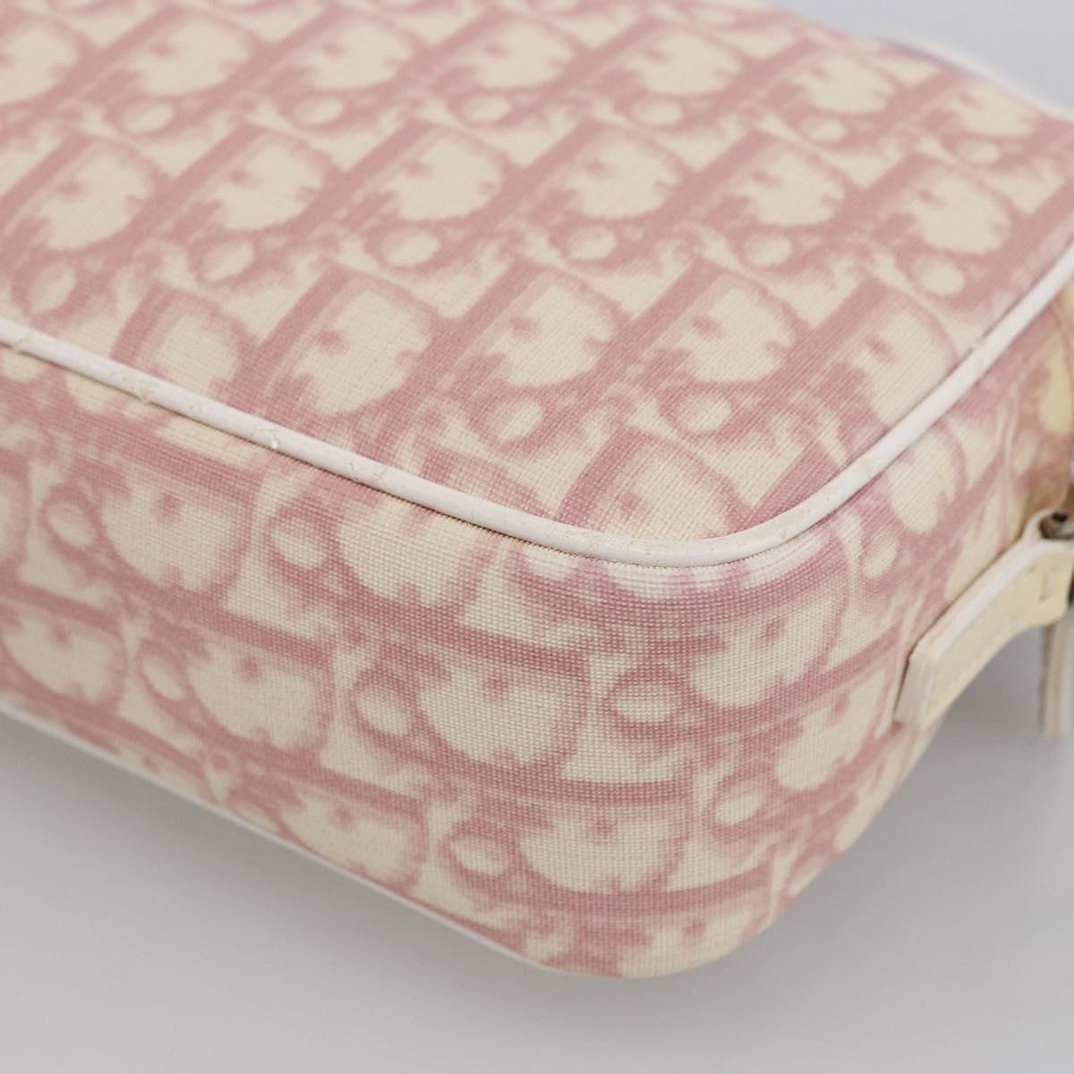 Christian Dior Trotter Canvas Shoulder Bag PVC Pink Silver Auth ka2681