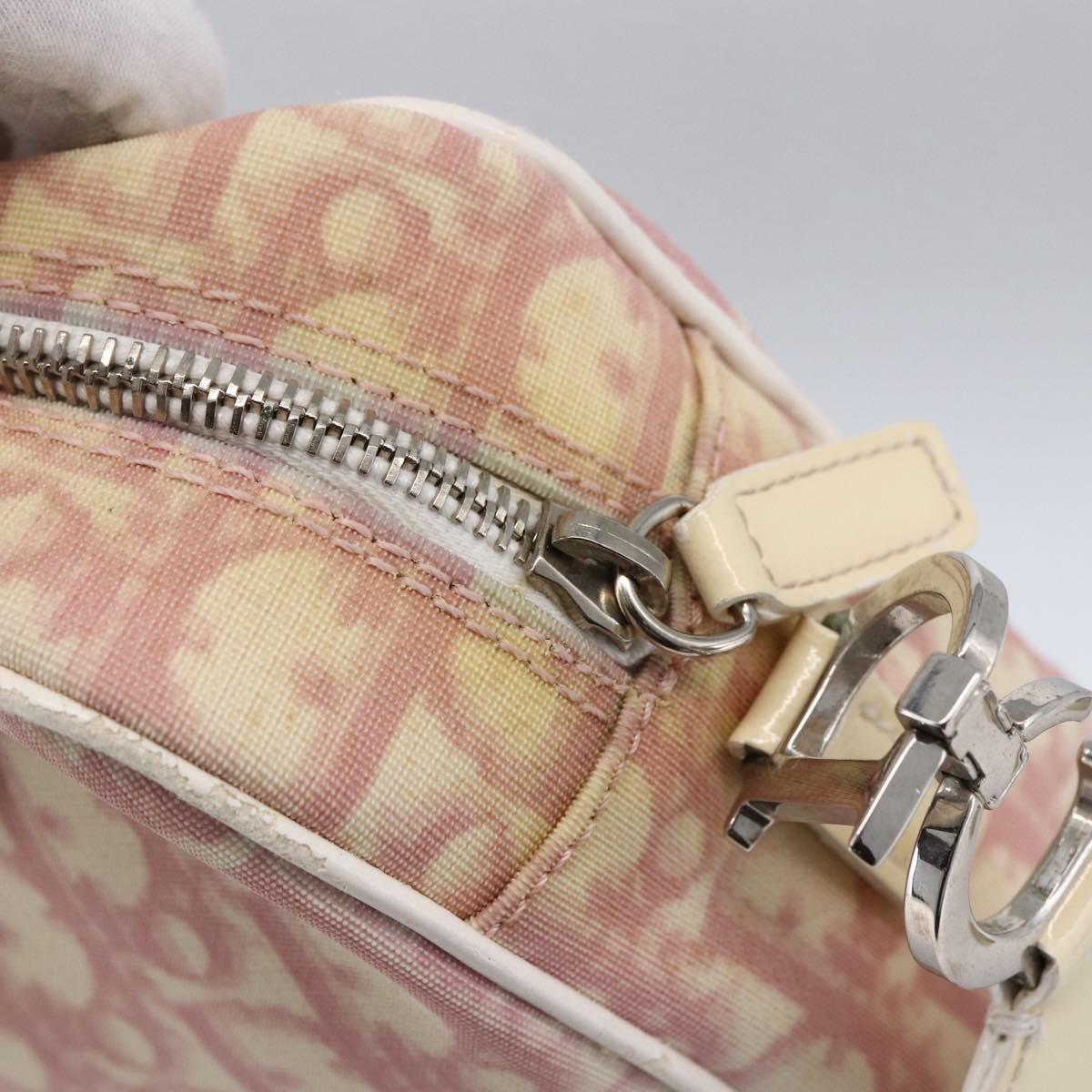 Christian Dior Trotter Canvas Shoulder Bag PVC Pink Silver Auth ka2681