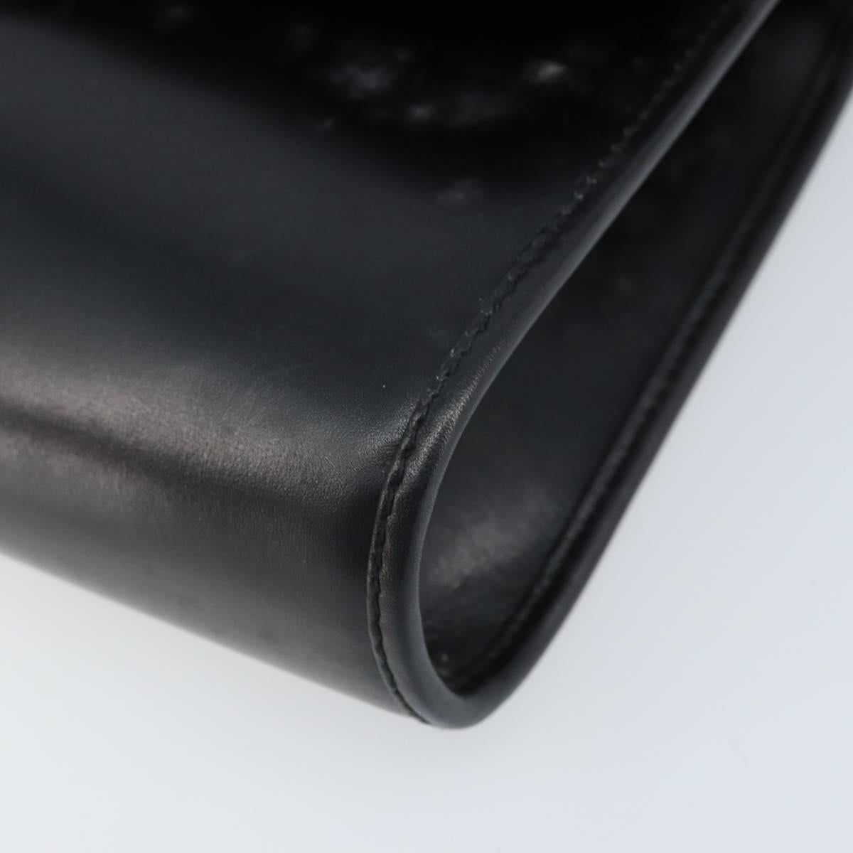 GUCCI Shoulder Bag Leather Black Gold Auth ka2682