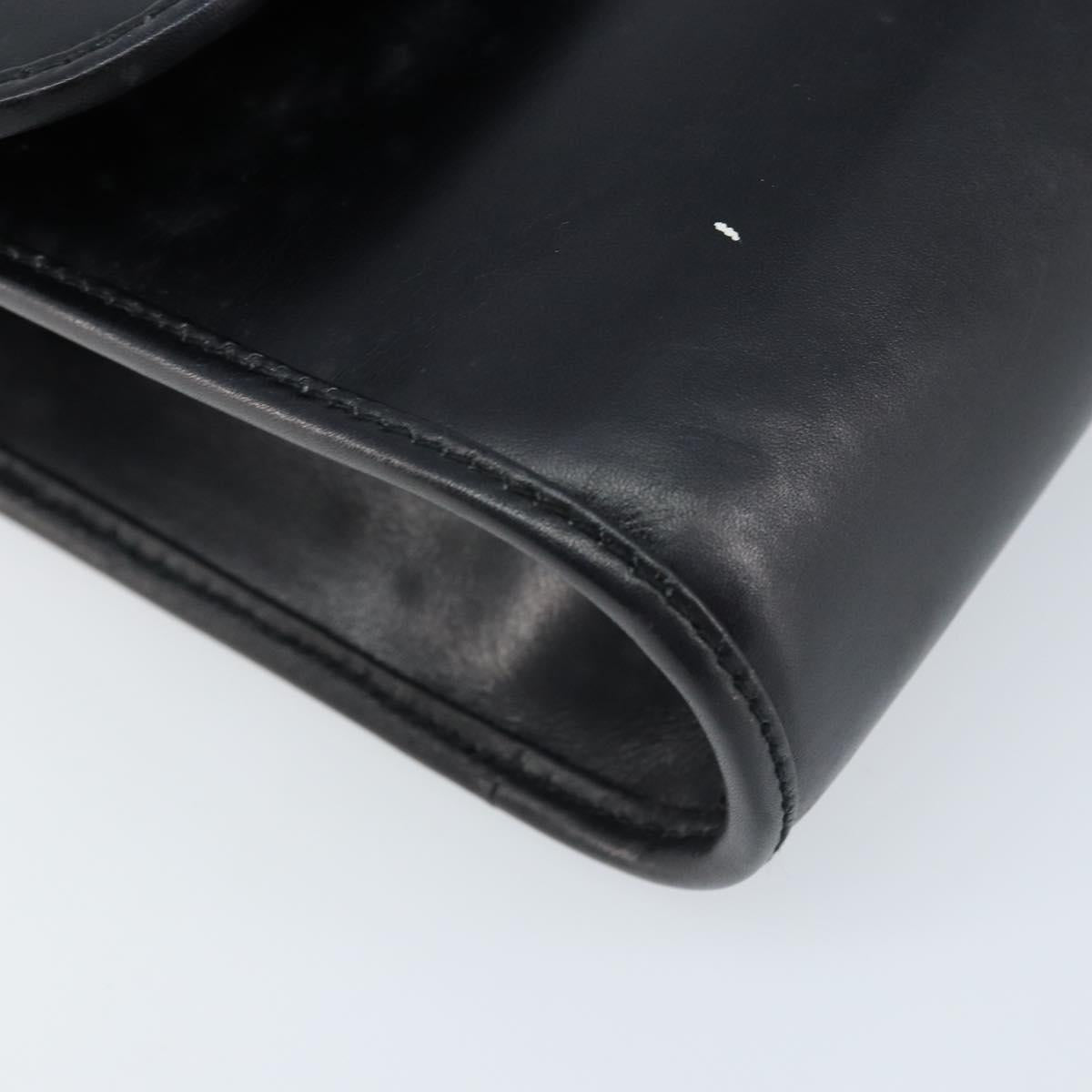 GUCCI Shoulder Bag Leather Black Gold Auth ka2682