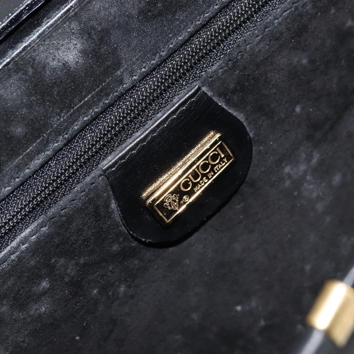 GUCCI Shoulder Bag Leather Black Gold Auth ka2682