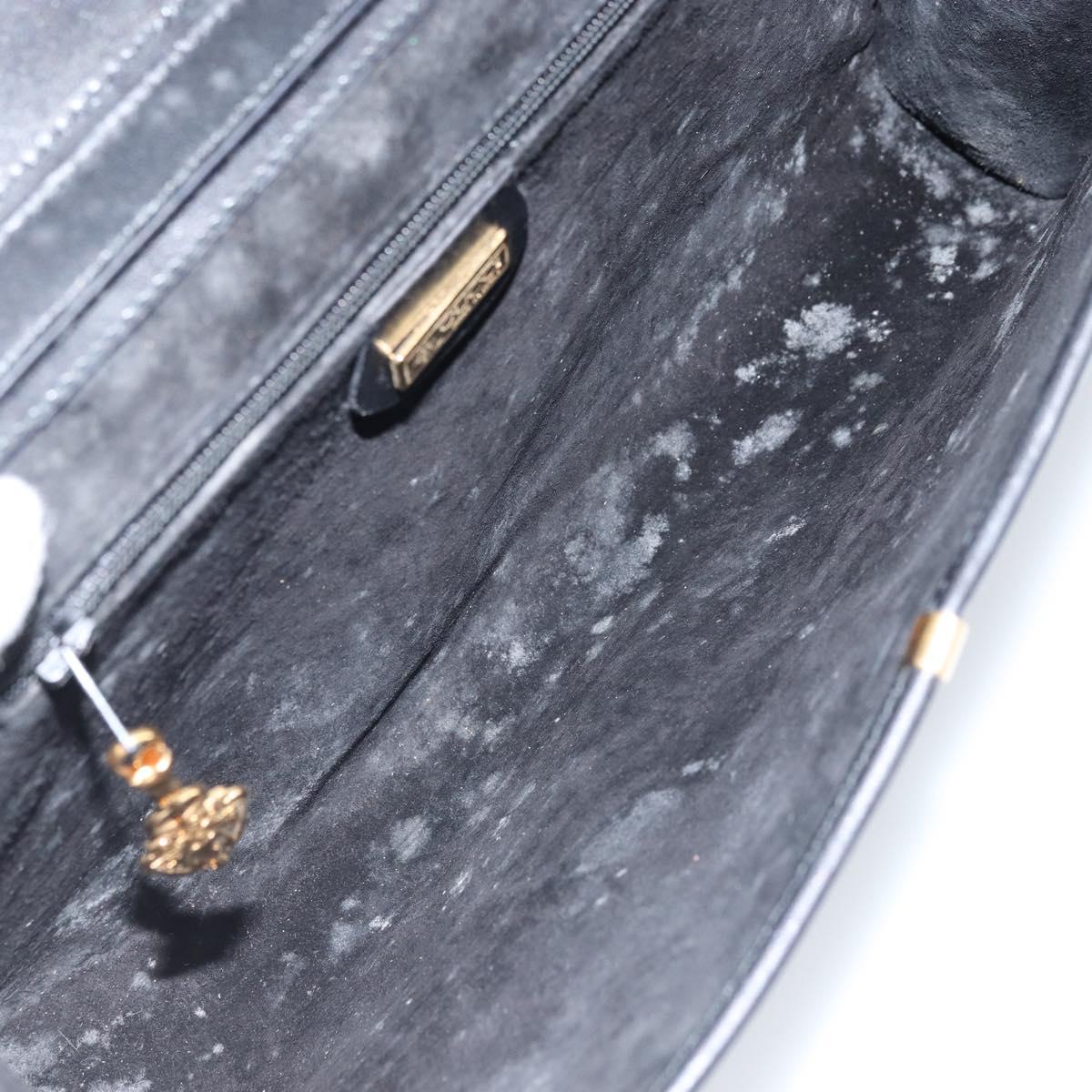 GUCCI Shoulder Bag Leather Black Gold Auth ka2682