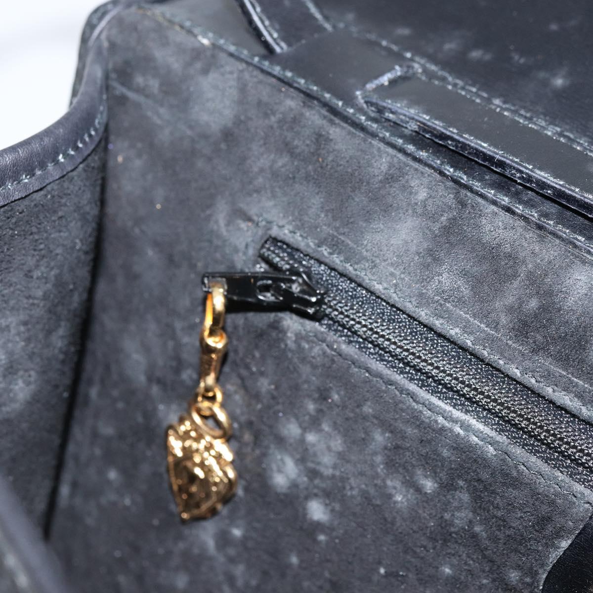 GUCCI Shoulder Bag Leather Black Gold Auth ka2682