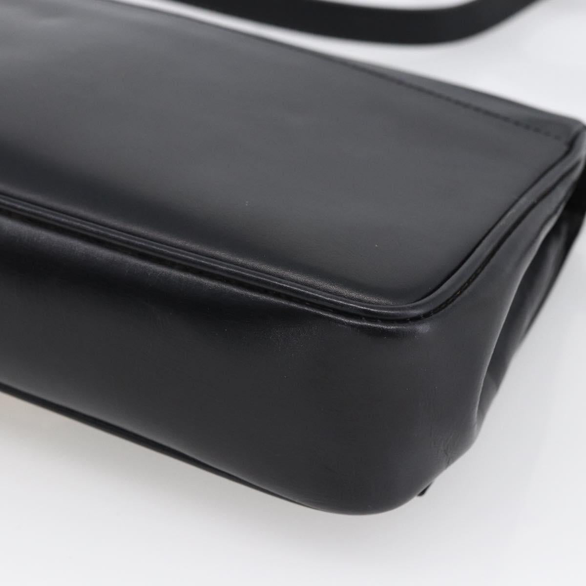 CELINE Shoulder Bag Leather Black Gold Auth ka2683