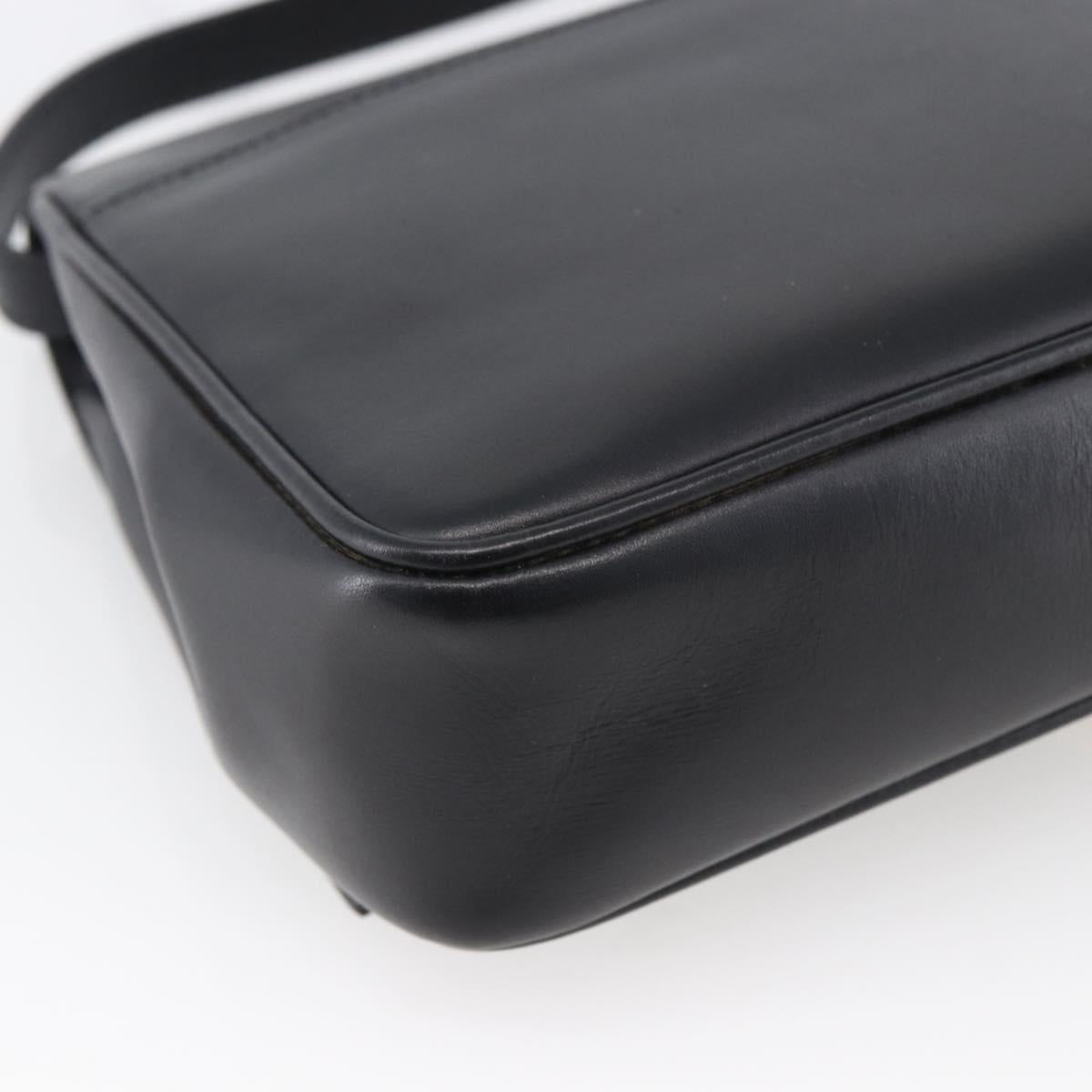 CELINE Shoulder Bag Leather Black Gold Auth ka2683