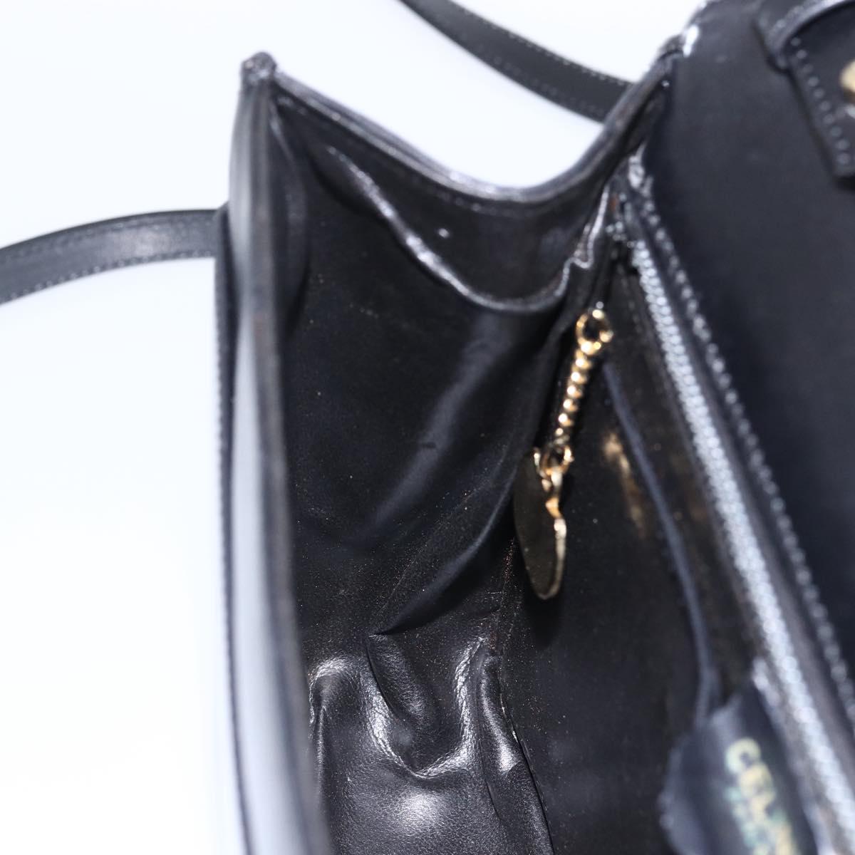 CELINE Shoulder Bag Leather Black Gold Auth ka2683