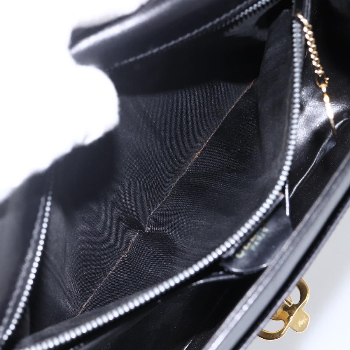 CELINE Shoulder Bag Leather Black Gold Auth ka2683