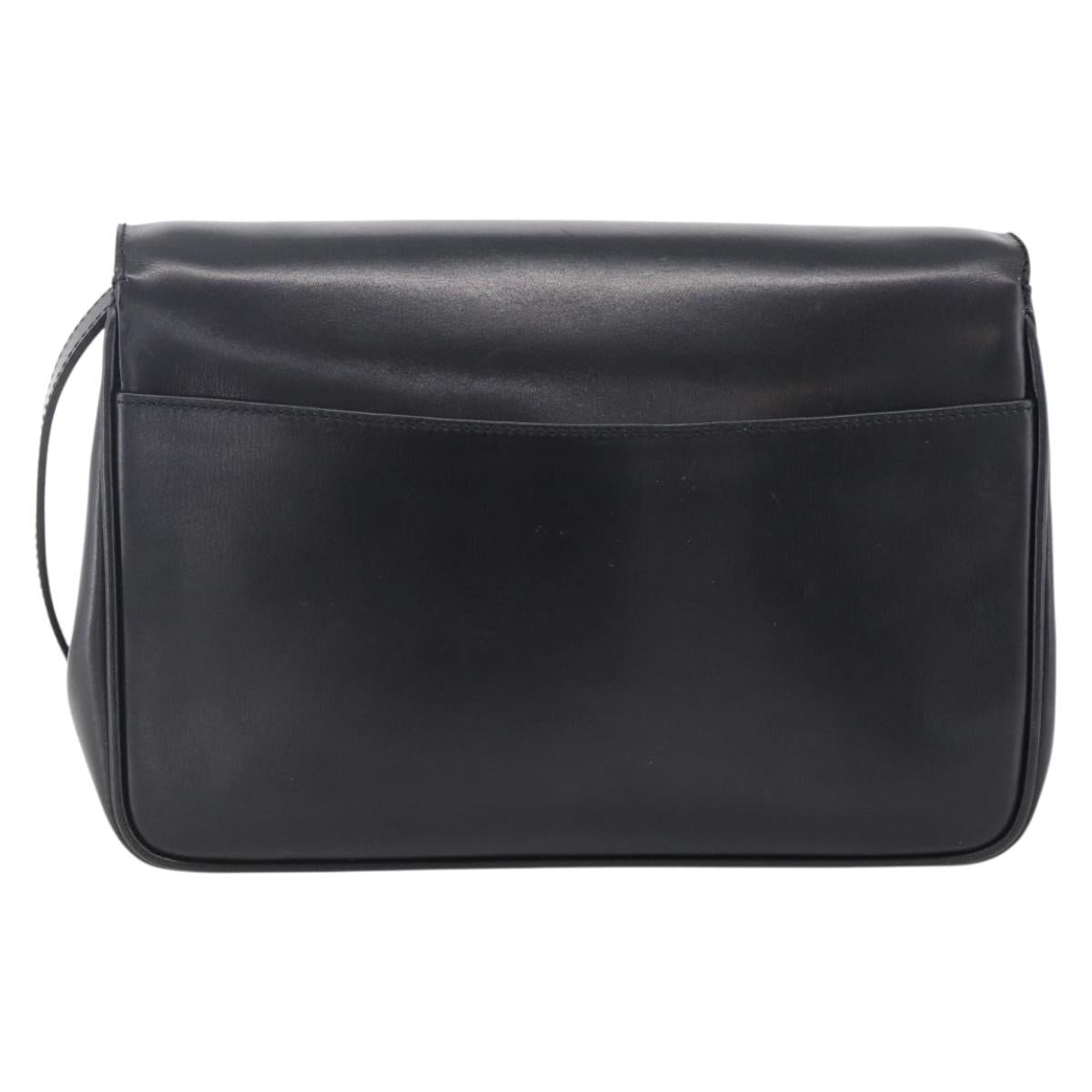 CELINE Shoulder Bag Leather Black Gold Auth ka2683