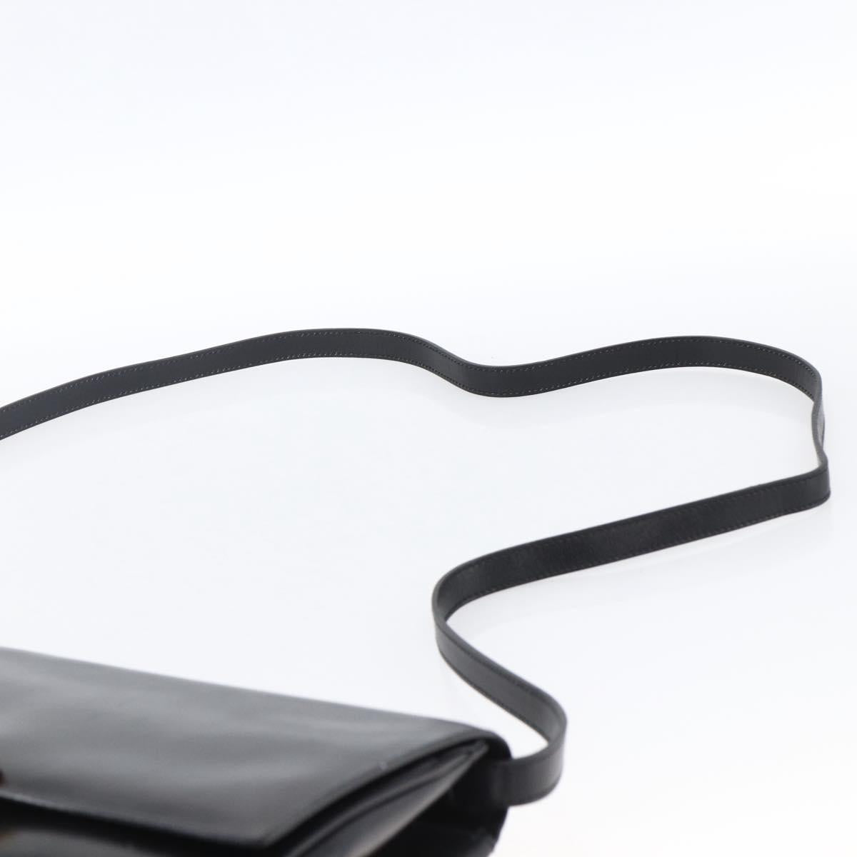 CELINE Shoulder Bag Leather Black Gold Auth ka2683