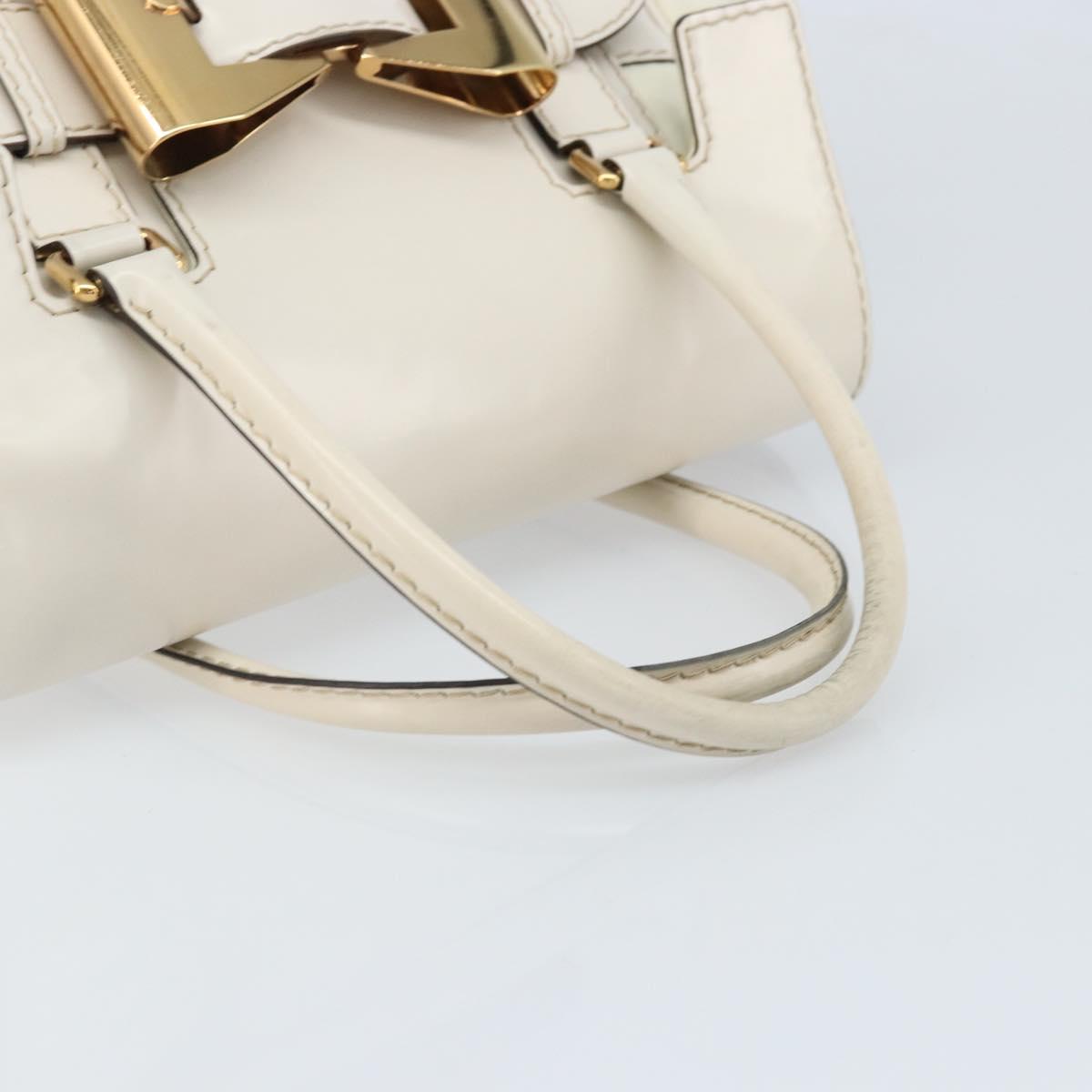 GUCCI Hand Bag Leather White Gold 189883 Auth ka2690