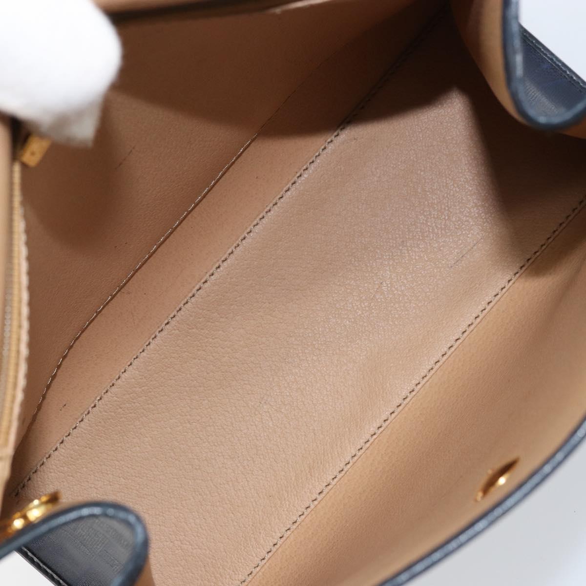 Christian Dior Trotter Canvas Hand Bag 2way Navy Gold Auth ka2695