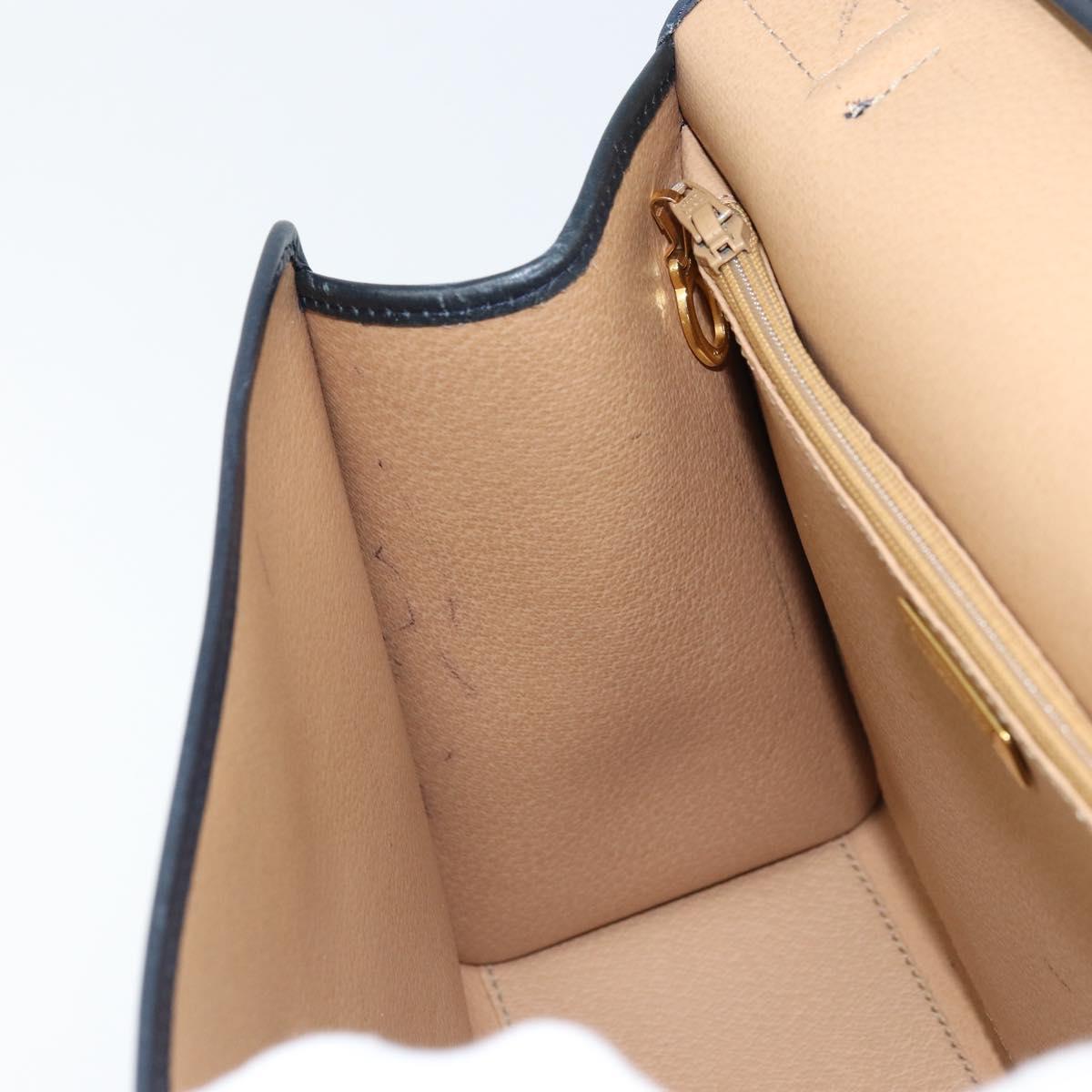 Christian Dior Trotter Canvas Hand Bag 2way Navy Gold Auth ka2695