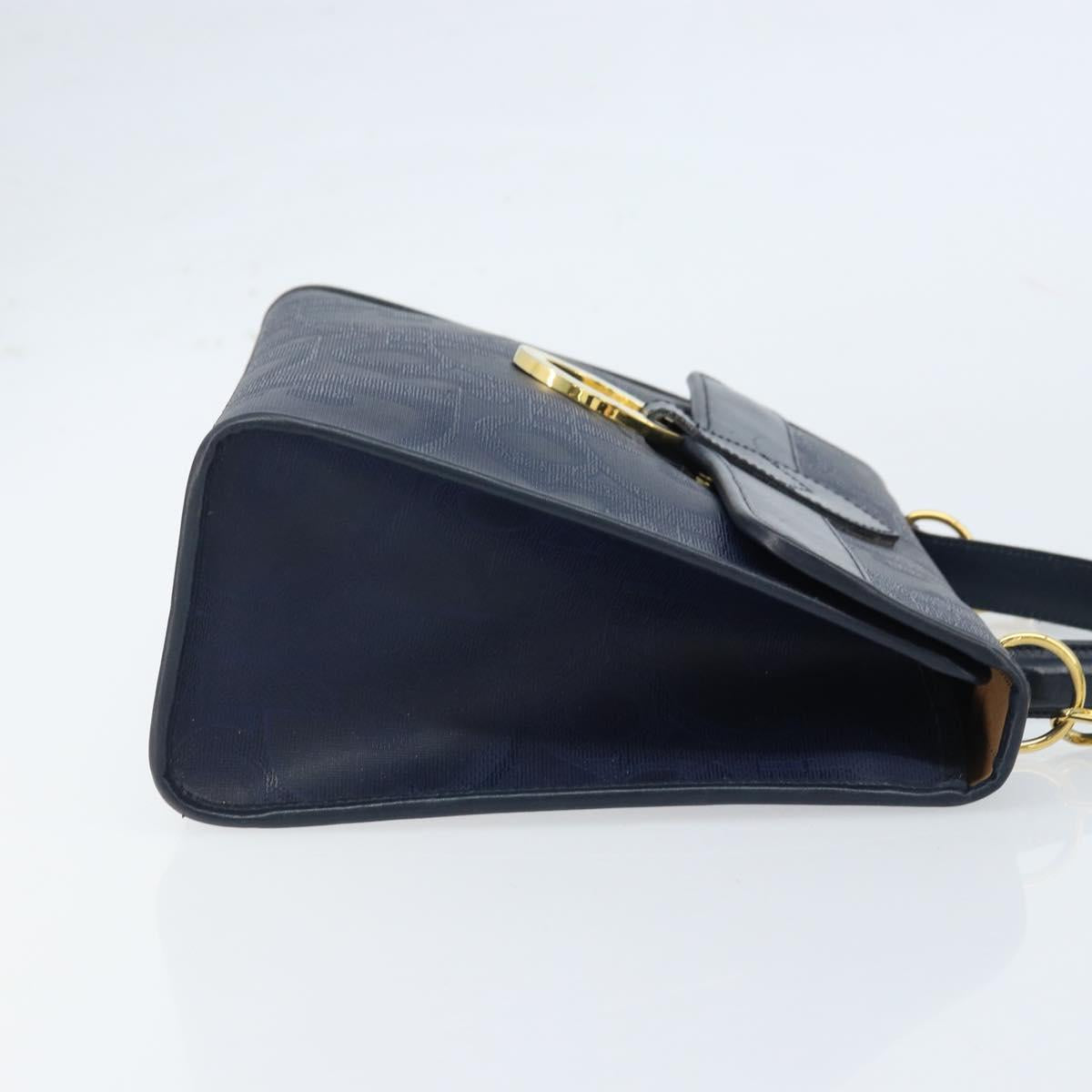 Christian Dior Trotter Canvas Hand Bag 2way Navy Gold Auth ka2695