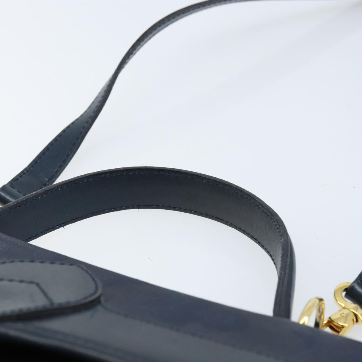 Christian Dior Trotter Canvas Hand Bag 2way Navy Gold Auth ka2695