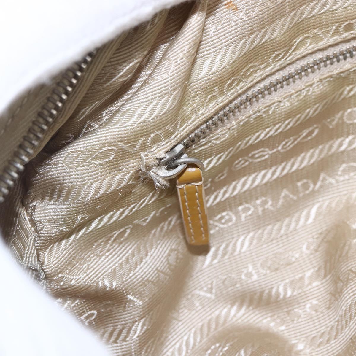 PRADA Shoulder Bag Nylon Beige Silver Auth ka270