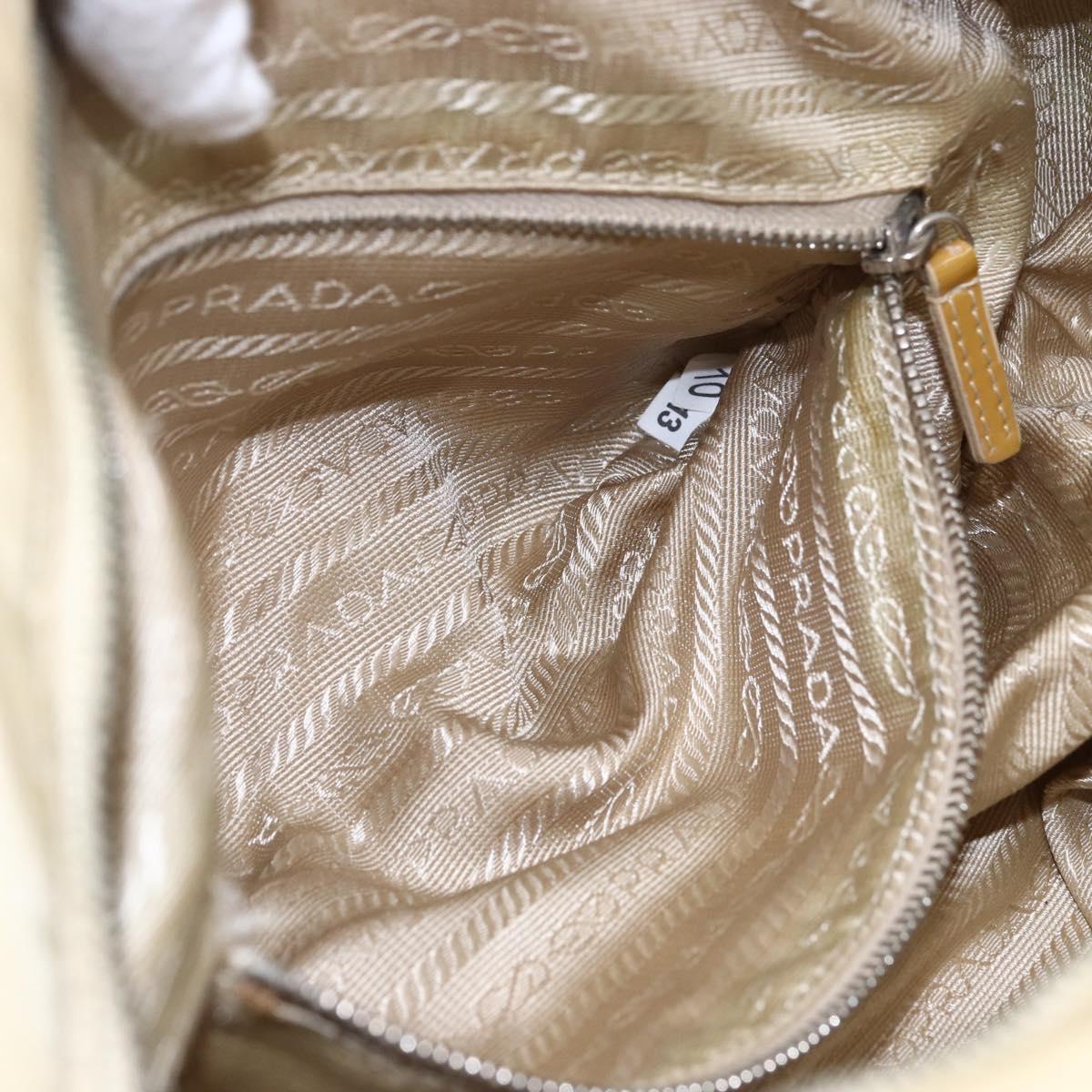 PRADA Shoulder Bag Nylon Beige Silver Auth ka270